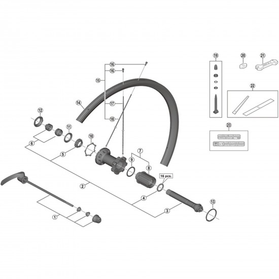 Shimano WH-RS700-C30-TL-R complete hub axle Shimano WH-RS700-C30-TL-R complete hub axle