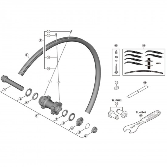 Shimano WH-RS370-TL-R12 spoke, 300 mm