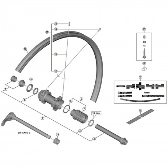 Shimano WH-MT600-TL-F15-275 spoke -279 mm