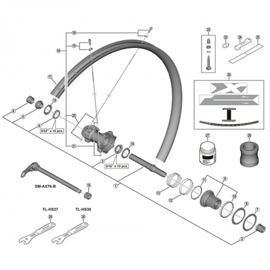 Shimano WH-M8100-TL right hand spoke, 277 mm