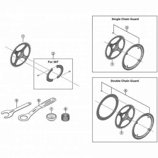 Shimano FC-E6100 44T single chain ring cover and fixing bolt Shimano FC-E6100 44T single chain ring cover and fixing bolt