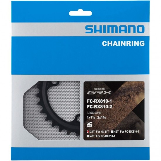Shimano FC-RX810-2 GRX 11 speed double inner chainring 31T-ND, for 48-31T Shimano FC-RX810-2 GRX 11 speed double inner chainring 31T-ND, for 48-31T