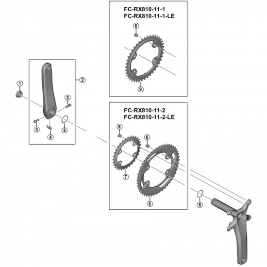 Shimano FC-RX810-2 GRX 11 speed double outer chainring 48T-ND, for 48-31T