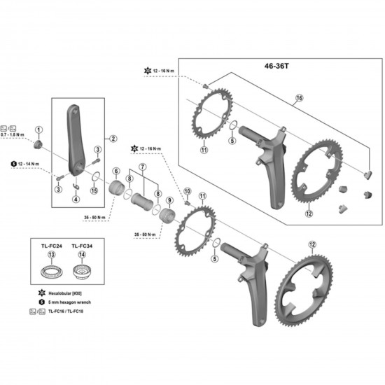 Shimano FC-R9200 Dura Ace 12 speed outer chainring, 46T-NH