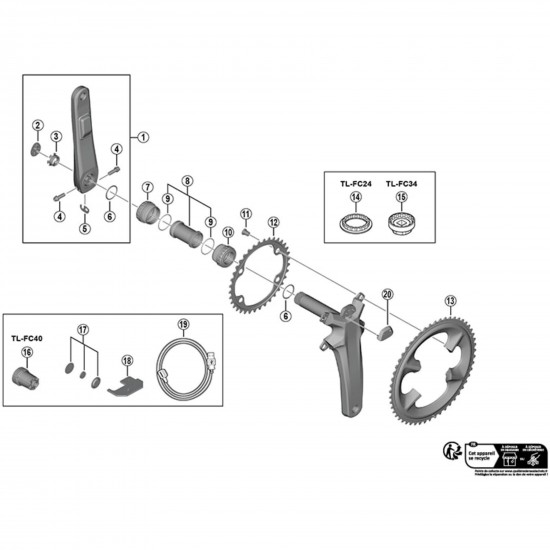 Shimano FC-R9200-P left hand crank arm unit, 160 mm Shimano FC-R9200-P left hand crank arm unit, 160 mm