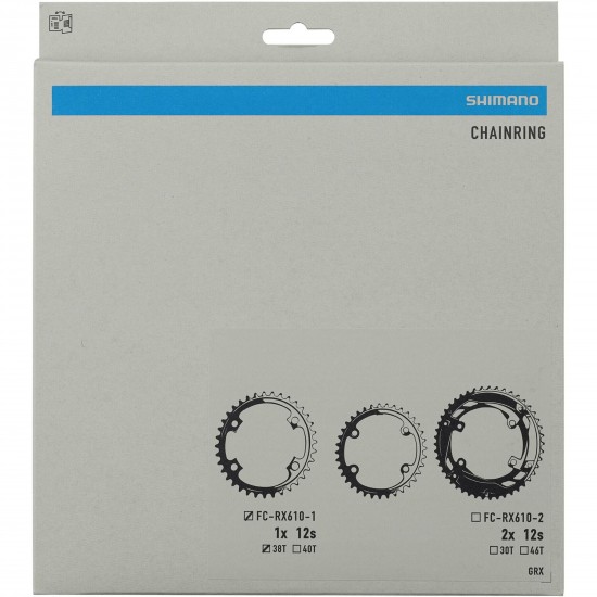 Shimano FC-RX610-1 GRX 12 speed single 1X chainring, 38T