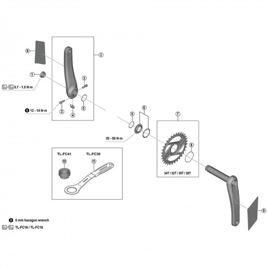 Shimano FC-M9220 left hand crank arm unit with protection sticker, 160 mm Shimano FC-M9220 left hand crank arm unit with protection sticker, 160 mm