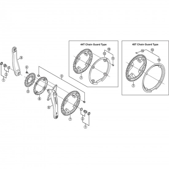 Shimano FC-M552 double gear fixing bolt, M8 x 8.5 mm, set of 4