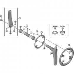 Shimano FC-9000 crank arm fixing bolt, B-Type: 16 mm Shimano FC-9000 crank arm fixing bolt, B-Type: 16 mm