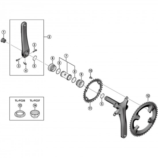 Shimano FC-5800 105 11 speed outer chainring  52T-MB, for 52/36T, black