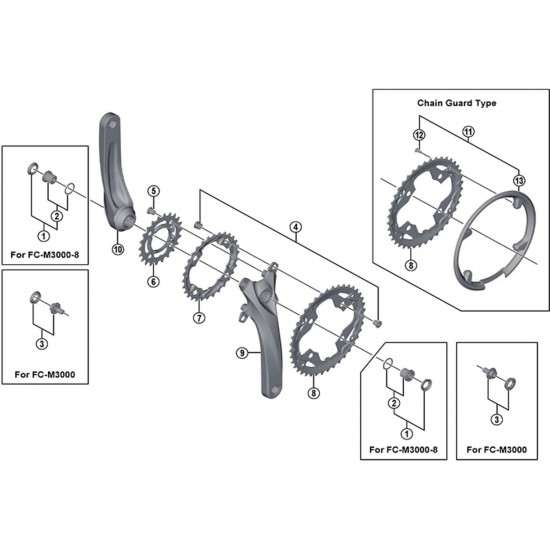 Shimano FC-M4000 crank arm fixing bolt unit