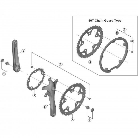 Shimano FC-RS200 crank arm fixing bolt and cap