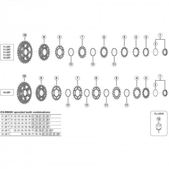 Shimano CS-R8000 lock ring and spacer Shimano CS-R8000 lock ring and spacer