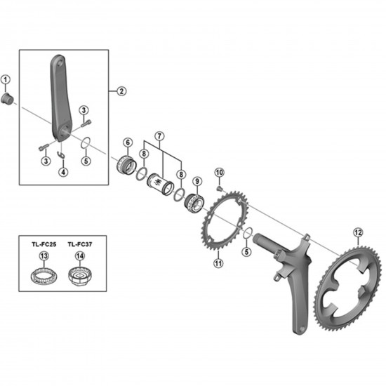 Shimano FC-R7000 left hand crank arm unit, 160 mm, silver Shimano FC-R7000 left hand crank arm unit, 160 mm, silver