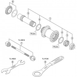 Shimano HB-M820 complete hub axle Shimano HB-M820 complete hub axle