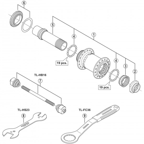 Shimano HB-M820 complete hub axle