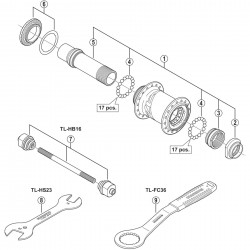 Shimano HB-M640 complete hub axle