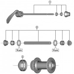 Shimano HB-TX505 complete hub axle, 108 mm Shimano HB-TX505 complete hub axle, 108 mm