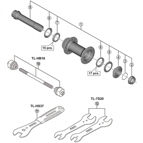 Shimano HB-M8010 hub axle unit Shimano HB-M8010 hub axle unit