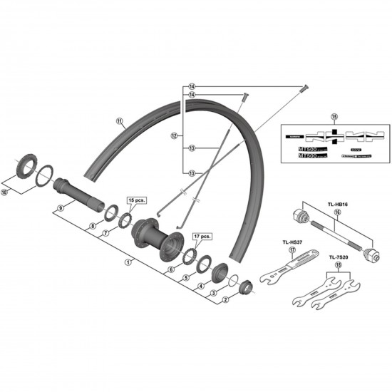 Shimano HB-M618-B Complete hub axle Shimano HB-M618-B Complete hub axle