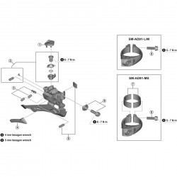 Shimano FD-R8000 cable fixing bolt and cable adjust bolt