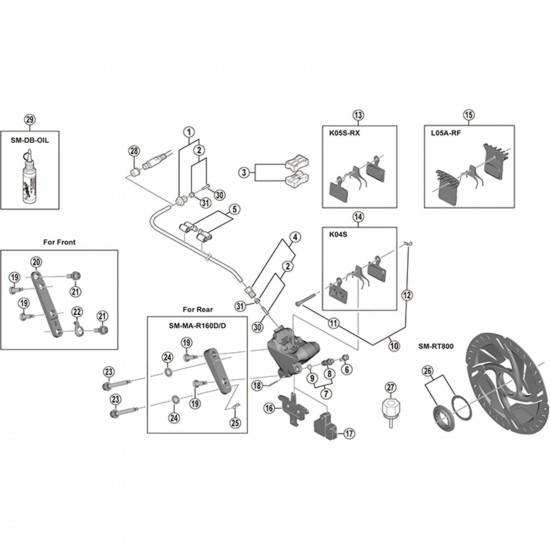 Shimano BR-M9000 pad axle and snap retainer