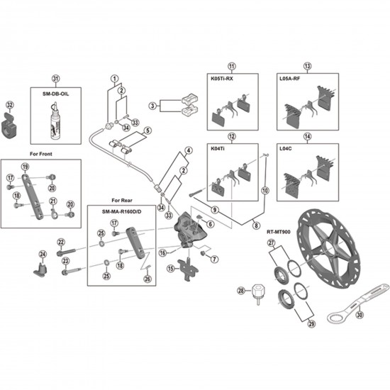 Shimano BR-R9270 caliper fixing bolt, 30 mm