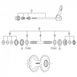 Shimano HB-M525-A complete hub axle, 108 mm
