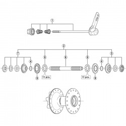 Shimano HB-M529 complete quick release 133 mm, black Shimano HB-M529 complete quick release 133 mm, black