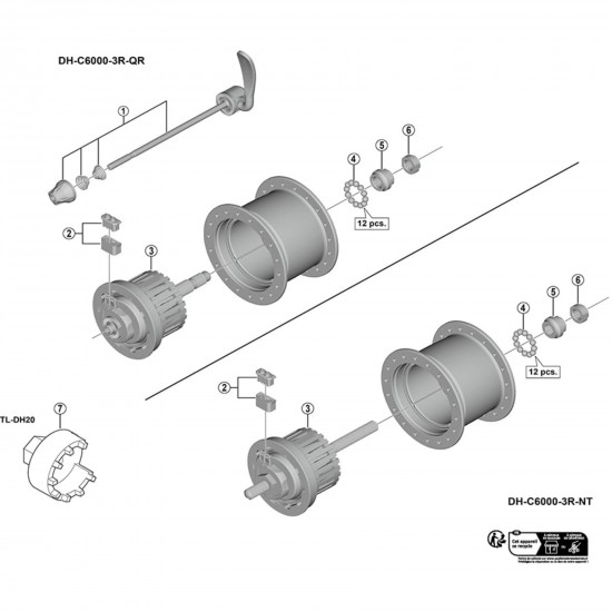 Shimano DH-2R30-E left hand cone, M11 X 12 mm