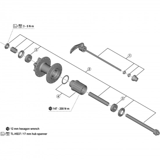 Shimano FH-M4050 complete quick release, 173 mm Shimano FH-M4050 complete quick release, 173 mm