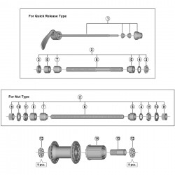 Shimano FH-TX800 complete hub axle 185 mm for nut type