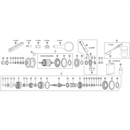 Shimano SG-S700 internal assembly, 187 mm Shimano SG-S700 internal assembly, 187 mm