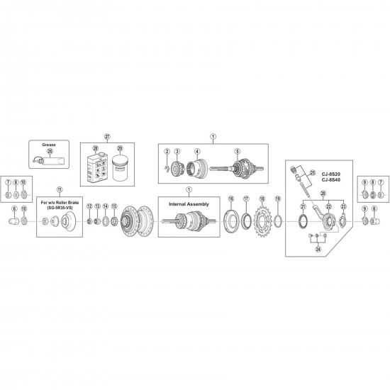 Shimano SG-5R35 left hand dust cap unit