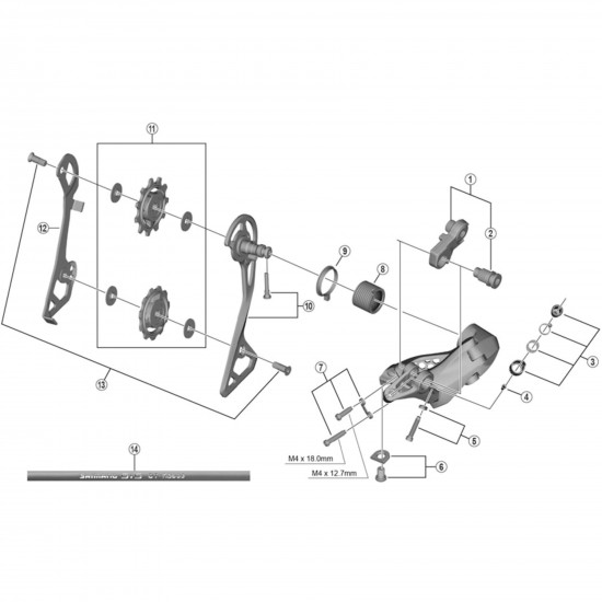 Shimano RD-R8000 outer plate and fixing bolt, GS type