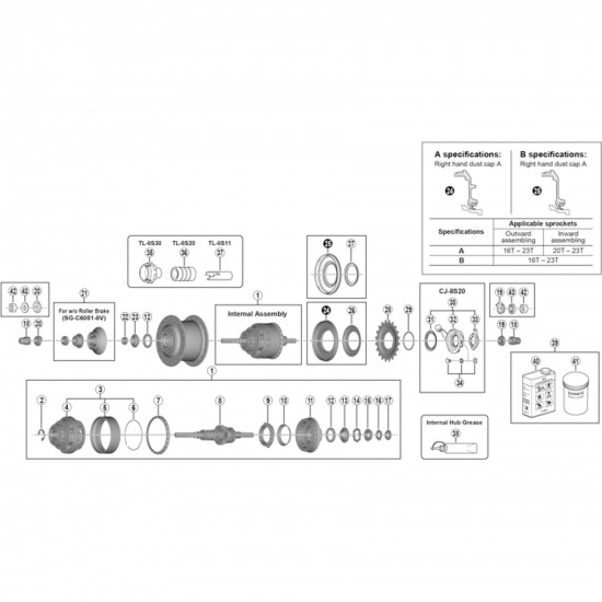 Shimano SG-C6001-8R8V Internal assembly, 184 mm