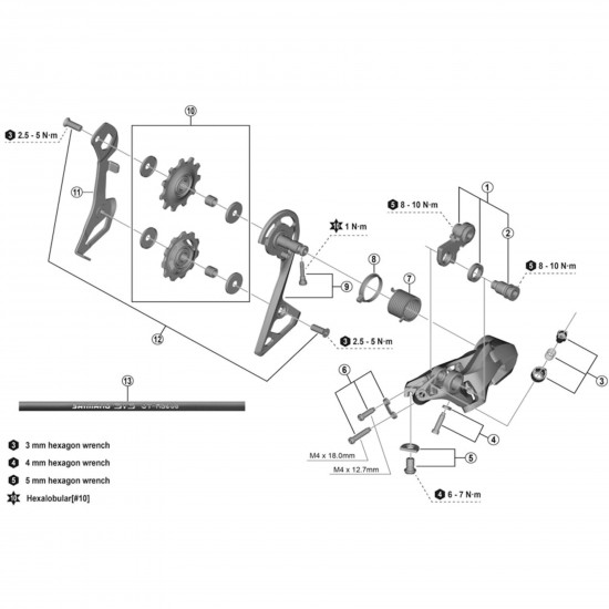 Shimano 105 RD-R7000 tension and guide pulley set