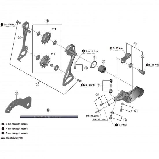 Shimano RD-R7000 cable adjusting bolt unit