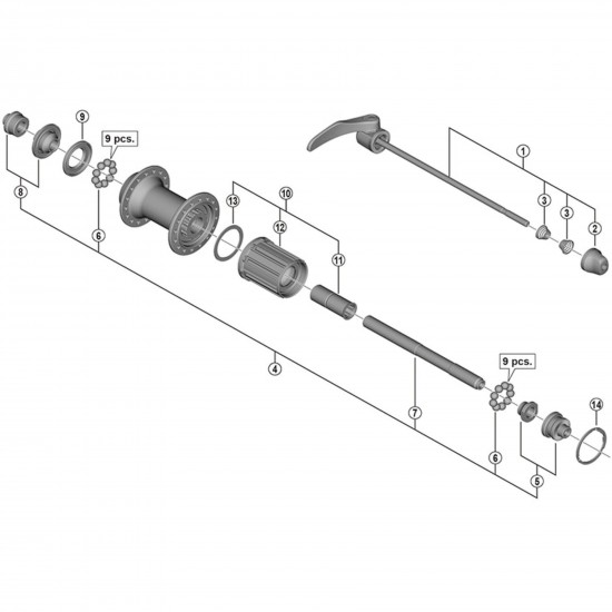 Shimano FH-R7000 right hand lock nut unit