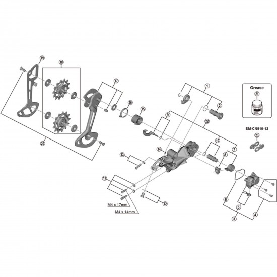 Shimano RD-M9120 switch lever and fixing plate Shimano RD-M9120 switch lever and fixing plate