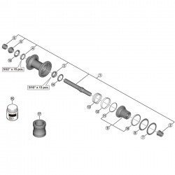 Shimano FH-M7130-B complete hub axle, 157 mm Shimano FH-M7130-B complete hub axle, 157 mm