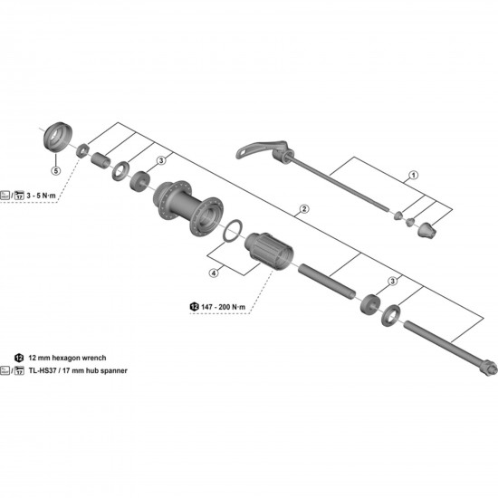 Shimano FH-MT500-B complete quick release, 176 mm
