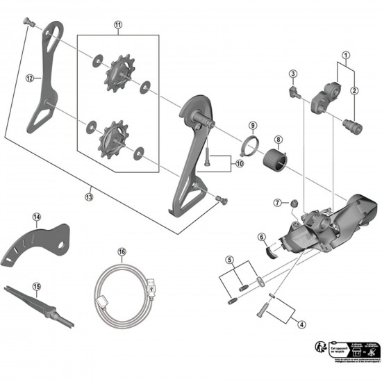 Shimano RD-R9250 stroke adjusting screws and plate Shimano RD-R9250 stroke adjusting screws and plate