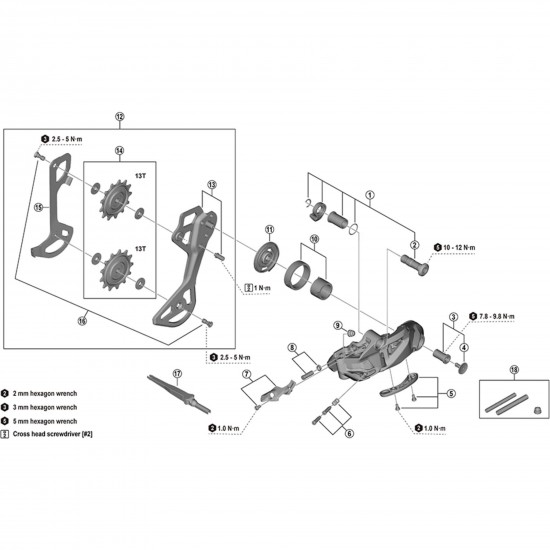 Shimano RD-M9250 end adjust screw and plate
