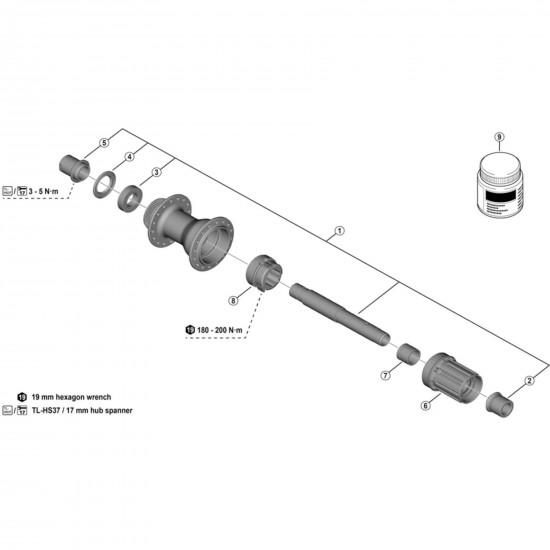 Shimano FH-TC500-HL complete axle
