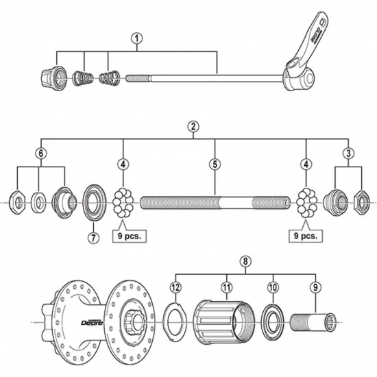 Shimano FH-M525A complete freewheel body Shimano FH-M525A complete freewheel body