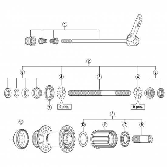 Shimano FH-M629 left hand lock nut unit Shimano FH-M629 left hand lock nut unit