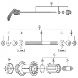 Shimano FH-RM35 complete hub axle 146 mm
