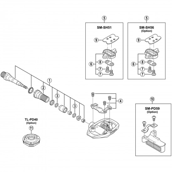 Shimano PD-A520 body cover and fixing bolts right hand Shimano PD-A520 body cover and fixing bolts right hand