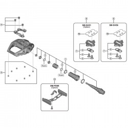 Shimano PD-T400 body cover and fixing bolts, right